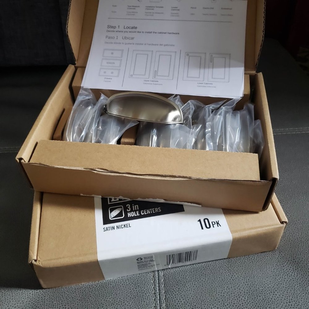 New Everbilt 20 PACK SET 3 in. (76 mm) Satin Nickel Bin Cup Drawer Hardware Pull